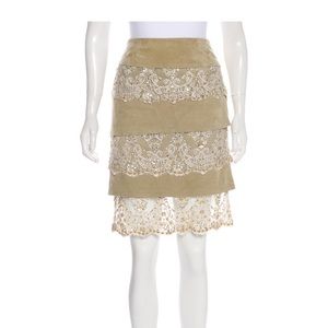 Valentino Embroidered Leather Skirt